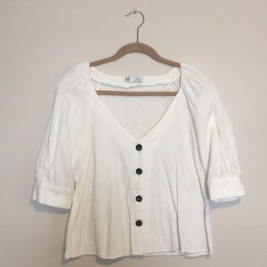 Zara White Top - Linen